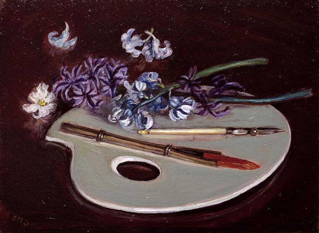 Detail of Porcelain Palette with Flowers by Caroline Hervey-Bathurst