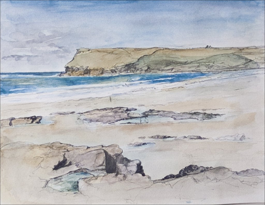 Detail of Polzeath and Pentire Head, 2007 by Caroline Hervey-Bathurst