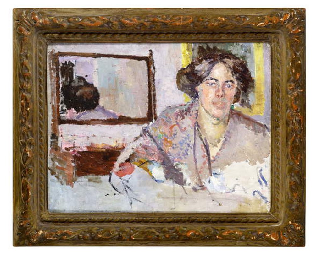 Detail of Woman in front of a mirror by Spencer Frederick Gore