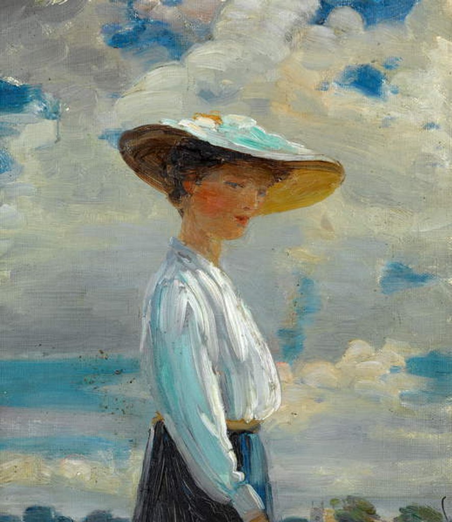 Detail of Half-length Figure Study of a Lady in a Wide-brimmed Hat by Walter Bonner Gash