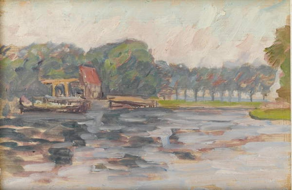 Detail of Lakeside view, c.1910 by Arthur Haythorne Studd