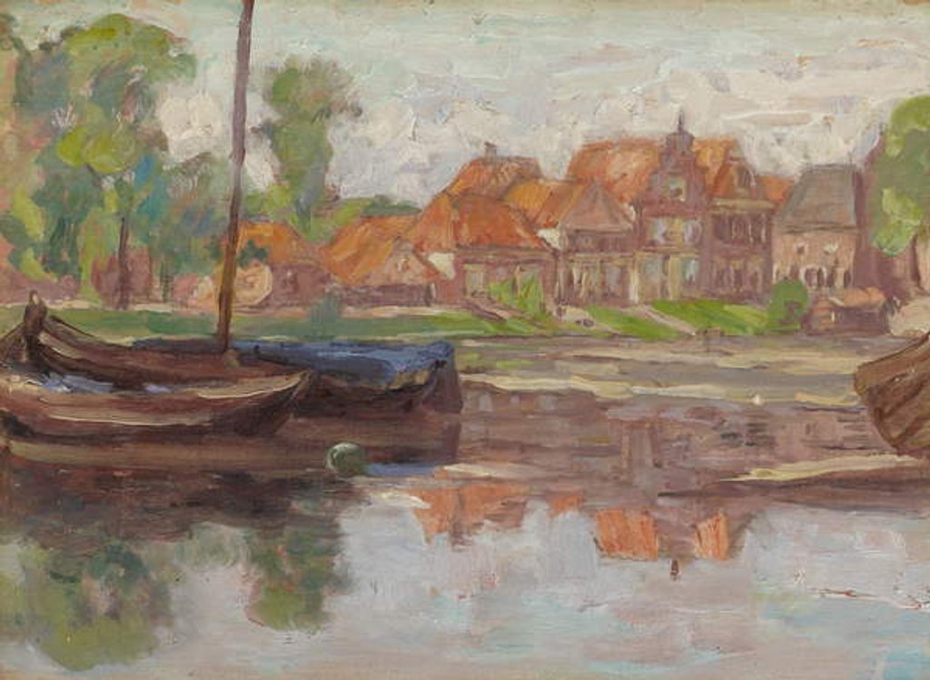 Detail of Boating scene, possibly in Holland by Arthur Haythorne Studd