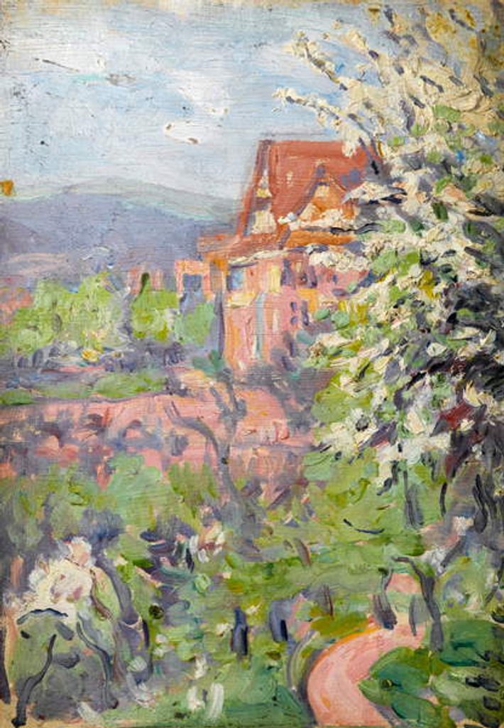 Detail of House with Spring Blossom Tree on the Foreground by Arthur Haythorne Studd