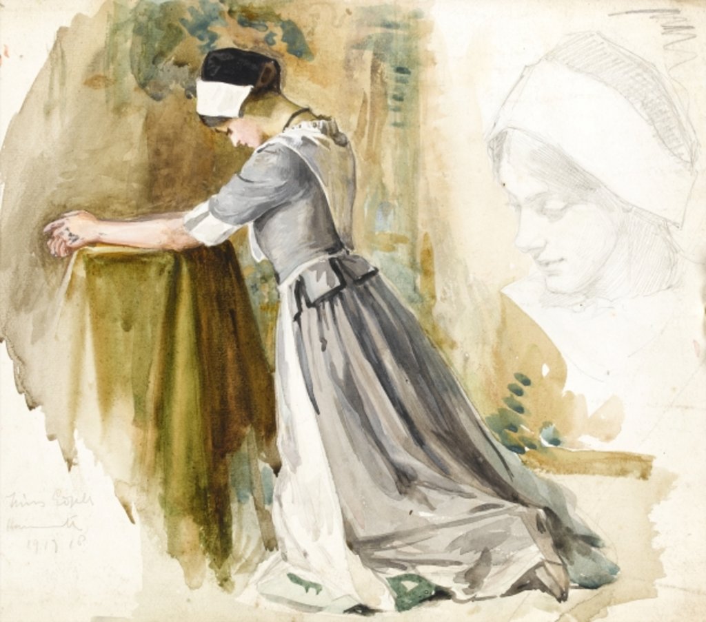 Detail of Woman at prayer, c.1917 by English School