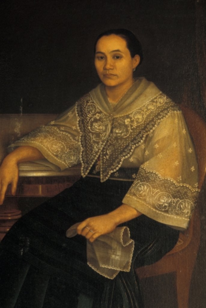 Detail of Portrait of a woman in traditional Filipino costume by Filipino School