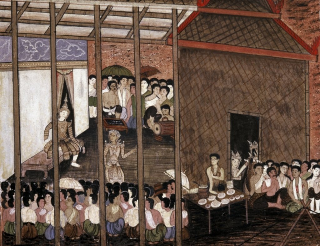 Detail of A crowd watches a theatrical performance by School Thai