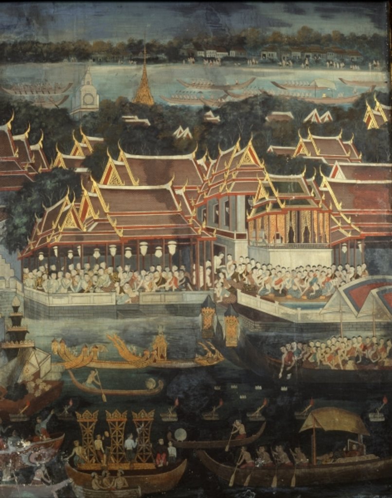 Detail of The Loy Krathong festival, 1864 by Thai School