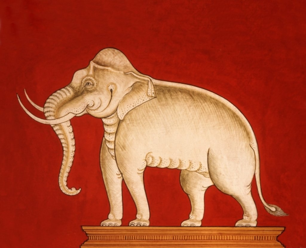 Detail of White elephant, page from a manuscript on elephant training by School Thai