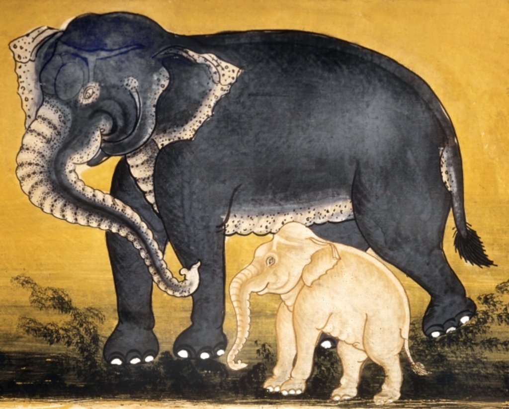 Detail of Elephant and calf by School Thai