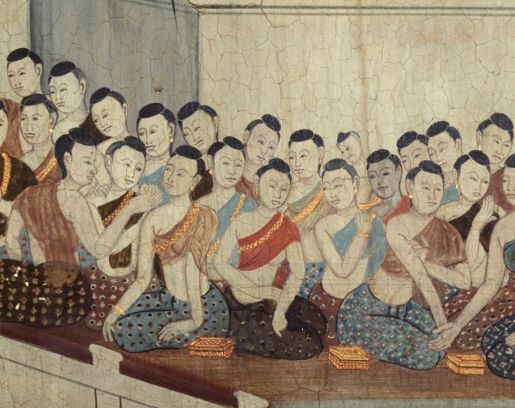 Detail of Group of women with attire and cropped hair typical of the 4th Reign by School Thai