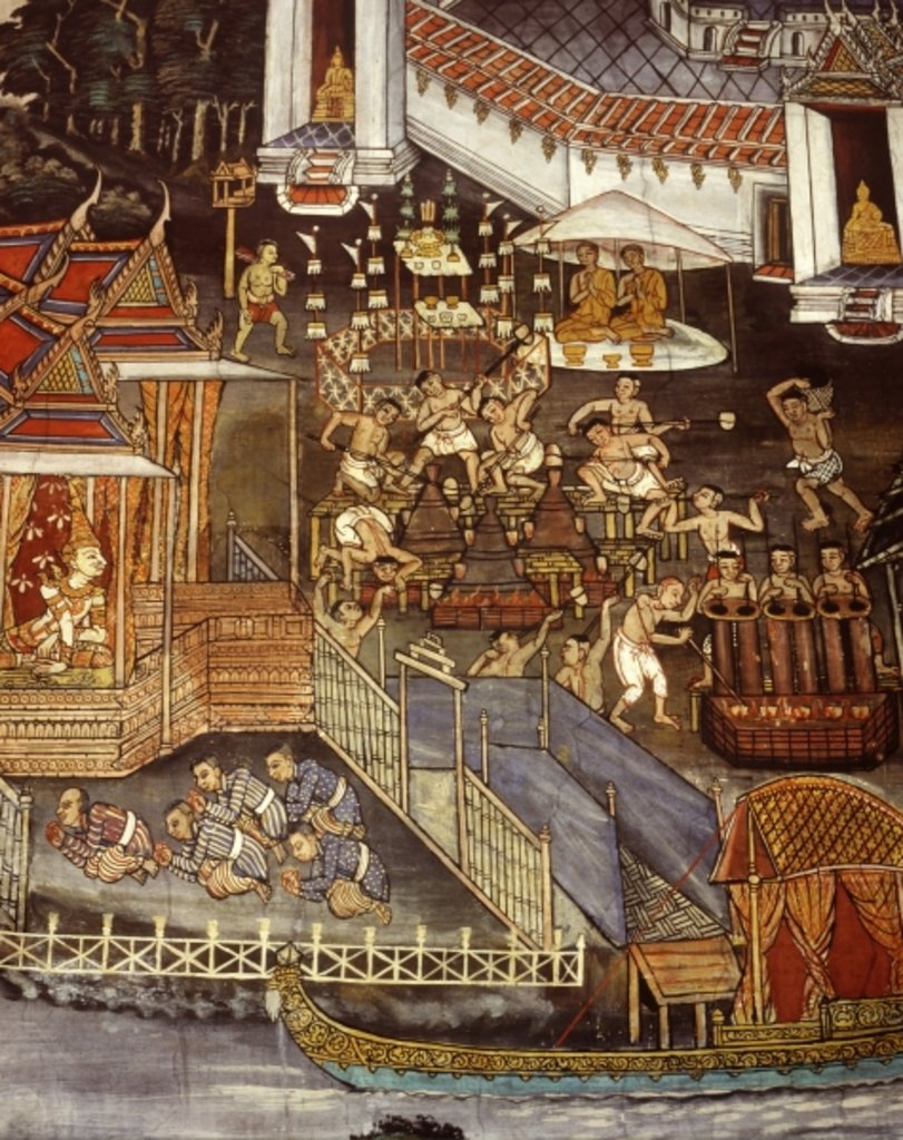 Detail of Casting of Buddha images during the Sukhothai era by School Thai