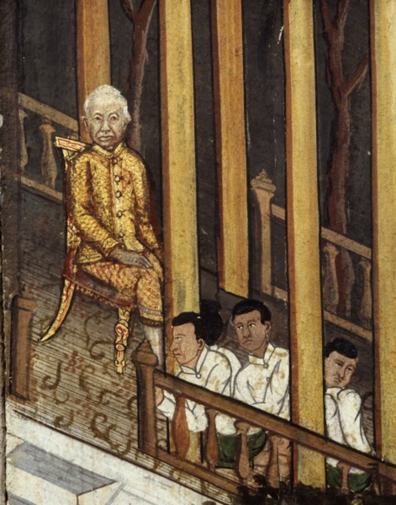 Detail of Portrait of Rama VI viewing an eclipse of the sun in 1868 by Thai School
