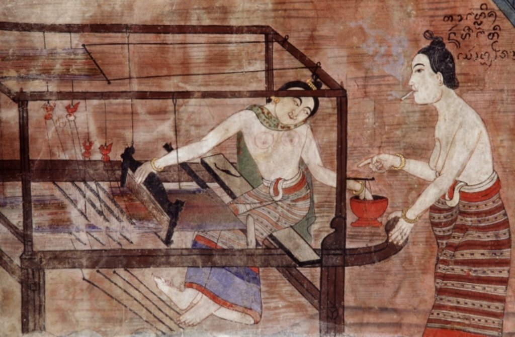 Detail of Women weaving by Thai School