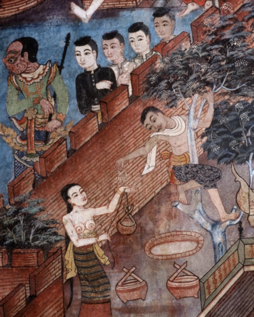 Detail of Detail from a mural in the Viharn laikam at Wat Phra Singh by Thai School