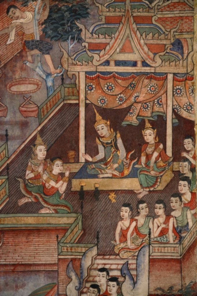 Detail of Detail from a mural in the Viharn laikam at Wat Phra Singh by Thai School