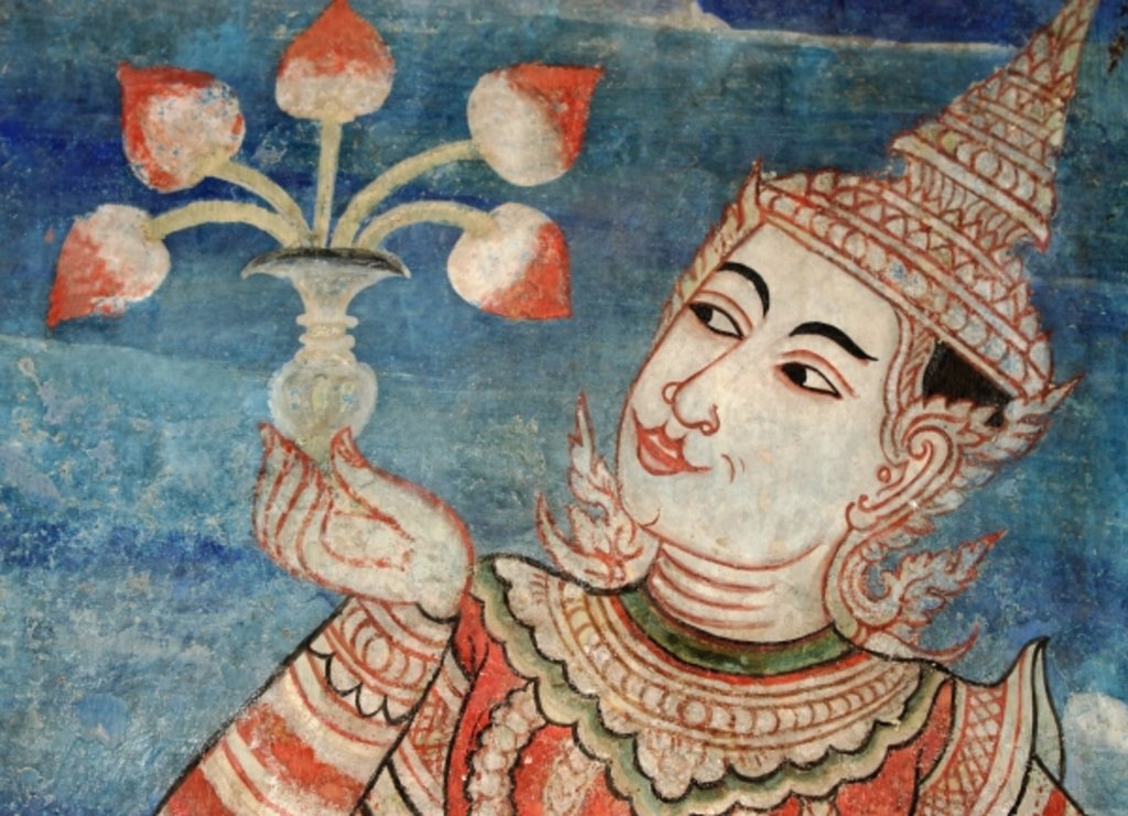 Detail of Detail from a mural in the Viharn laikam at Wat Phra Singh by Thai School