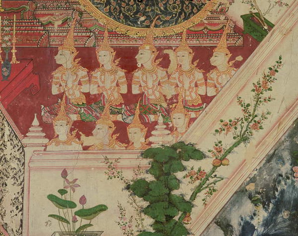 Detail of Supernatural beings in adoration, Wat Suwannaram, Thonburi, 1831 by Thai School