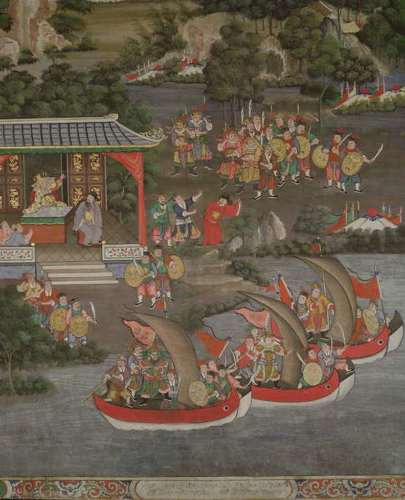 Detail of Scene with Chinese influence, Sala Geng, Wat Bowonniwet Vihara, Bangkok by Thai School
