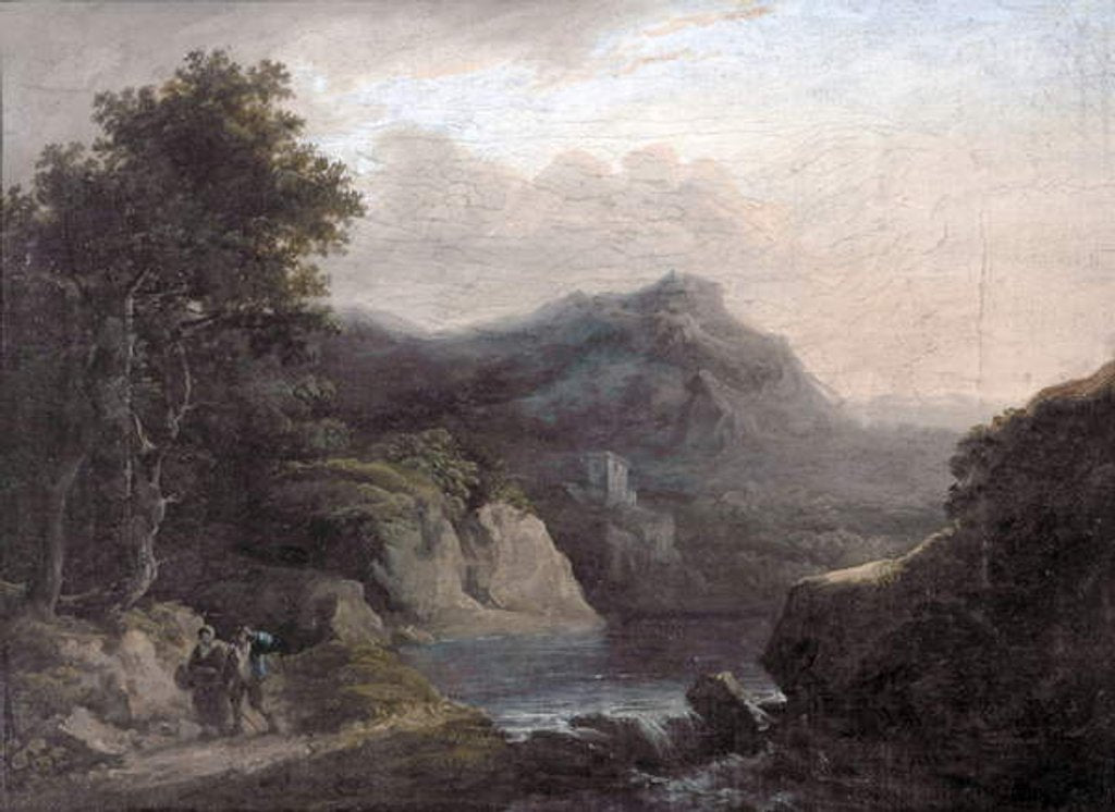Detail of Mountain Scene with a Lake by John Rathbone