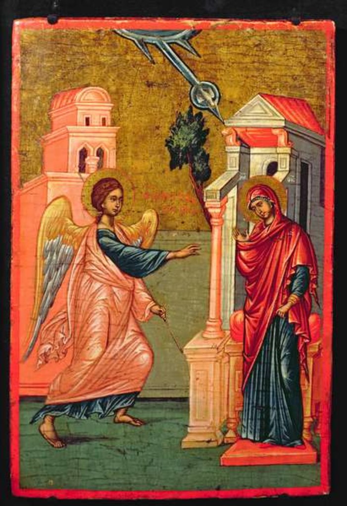 Detail of Annunciation, Greek icon, late 17th century by Greek School