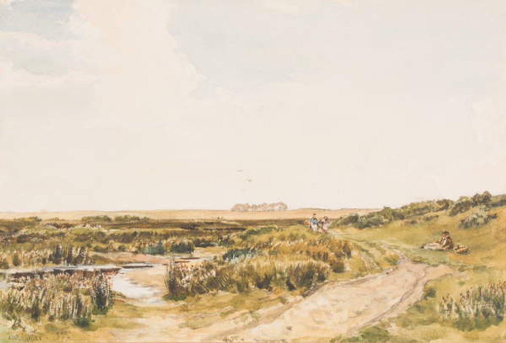 Detail of Figures by a stream, 1885 by Thomas Collier