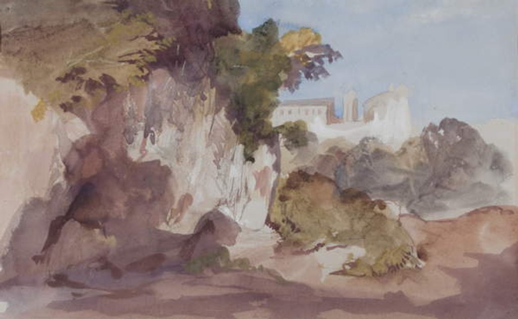Detail of Landscape with distant buildings by Hercules Brabazon Brabazon