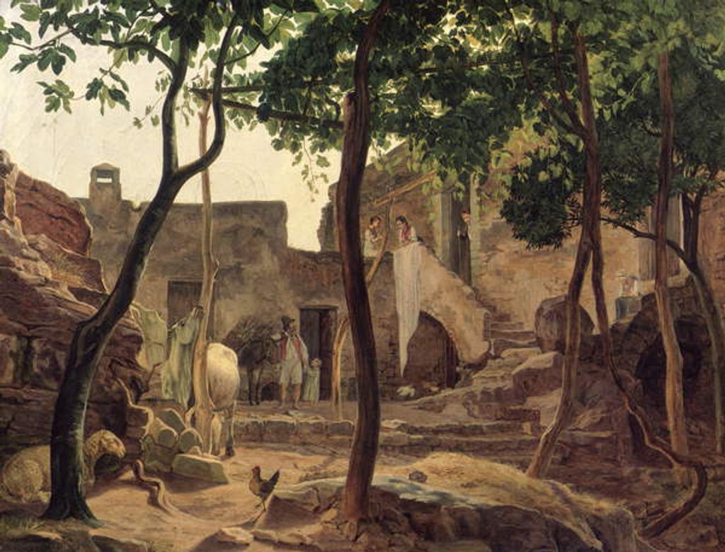 Detail of Farmyard near Sorrento, 1827 by Carl Wilhelm Goetzloff