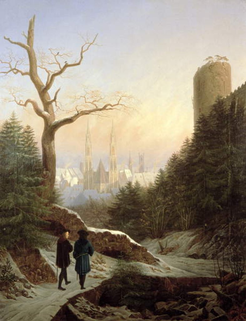 Detail of Winter Landscape with Gothic Church, 1821 by Carl Wilhelm Goetzloff