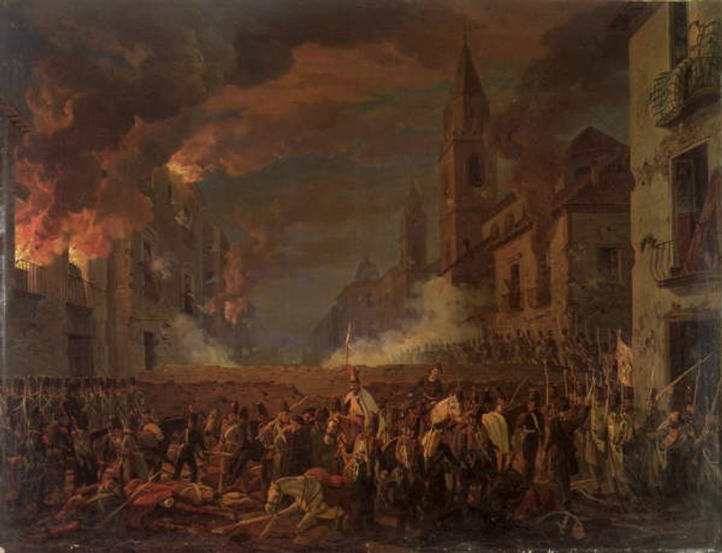 Detail of The Capture of Catania by the 4th Bern Regiment in the Night of 5th-6th April, 1849 by Carl Wilhelm Goetzloff