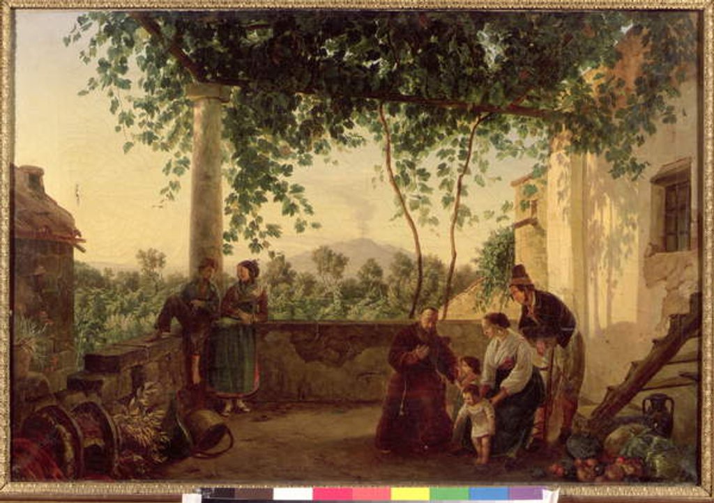 Detail of Terrace of a House near Naples with a View of Mount Vesuvius, 1833 by Carl Wilhelm Goetzloff