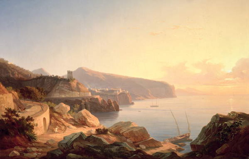 Detail of The Gulf of Sorrento, near Vico, c.1855 by Carl Wilhelm Goetzloff