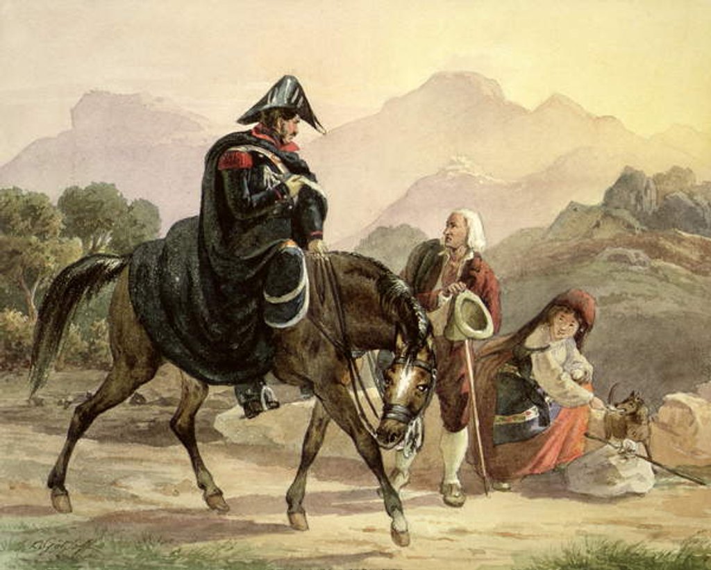 Detail of Mounted Italian Policeman with Rural Folk, c.1830 by Carl Wilhelm Goetzloff