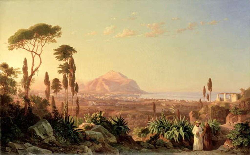 Detail of Palermo with Mount Pellegrino, c.1850 by Carl Wilhelm Goetzloff