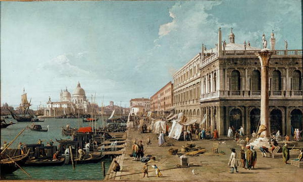 Detail of View of the Molo, the Biblioteca Marciana and the Column of St. Theodore, Venice, 1735 by (1697-1768) Canaletto