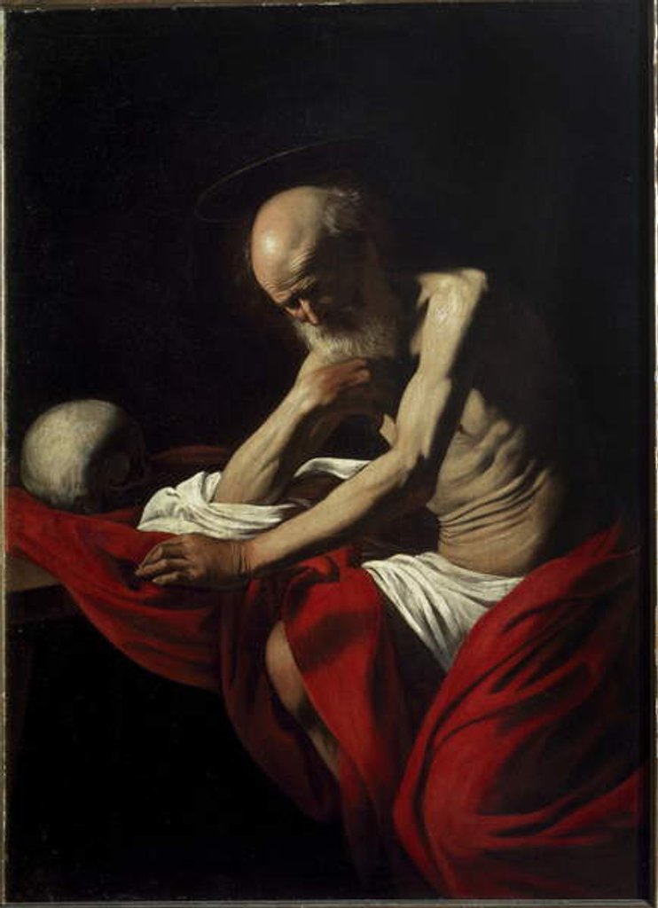 Detail of Penitent Saint Jerome by Michelangelo Merisi da Caravaggio