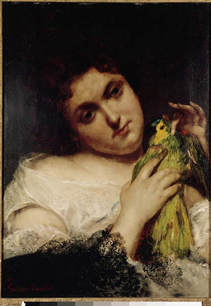 Detail of Portrait of a lady with a parrot by Gustave Courbet