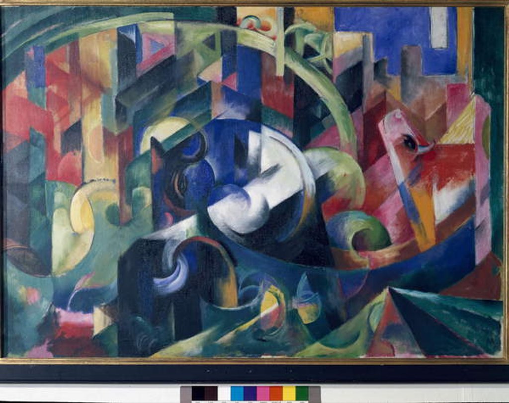 Detail of Painting with oxen by Franz Marc