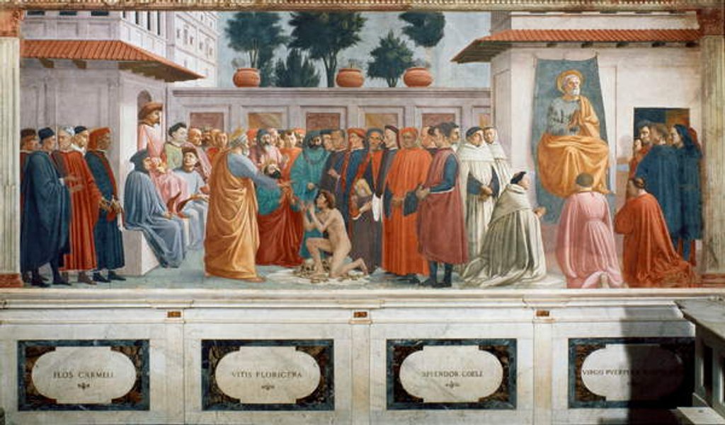 Detail of The Raising of the Son of Theophilus, the King of Antioch, and St. Peter Enthroned as First Bishop of Antioch, c.1427 and c.1480 by T. & Lippi F. Masaccio
