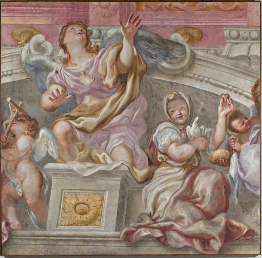 Detail of Group of Virtu: Faith, Desire towards God, Sincerity, Carita, 1683-84 by Domenico the Elder Piola