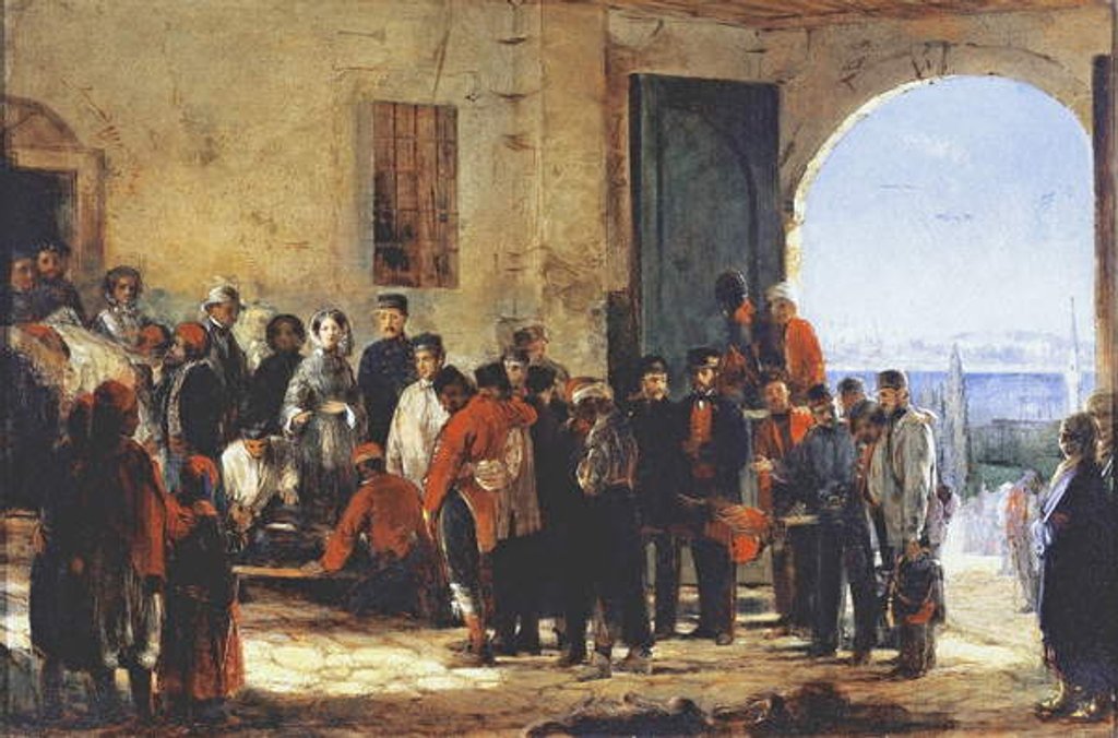 Detail of The Crimean War: the nurse Florence Nightingale at the Hospital of Scutari in Turkey, 1856 by Jerry Barrett