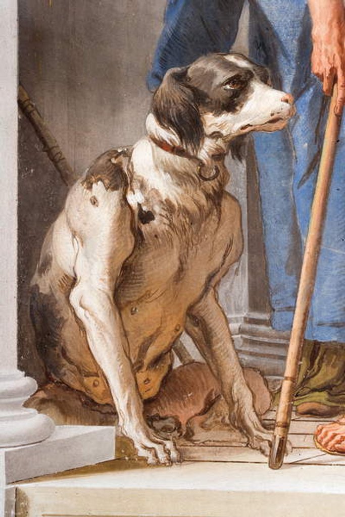 Detail of Dog, Detail of The Greek Fleet in Aulis by Giovanni Battista (1696-1770) Tiepolo