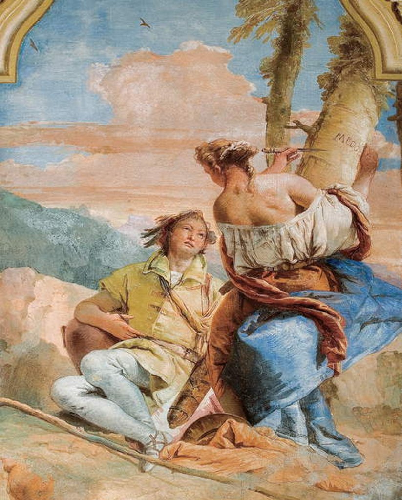 Detail of Angelica Carving Medoro's Name into a Tree by Giovanni Battista (1696-1770) Tiepolo