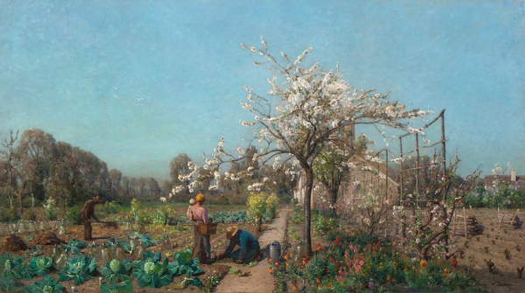 Detail of The Garden in Spring, 1885 by Adrien Louis Demont
