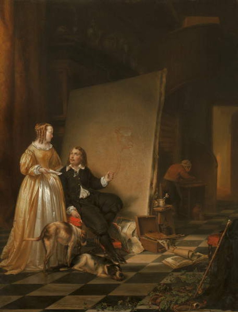 Detail of The Studio of Paulus Potter by Johannes Christoffel Vaarberg