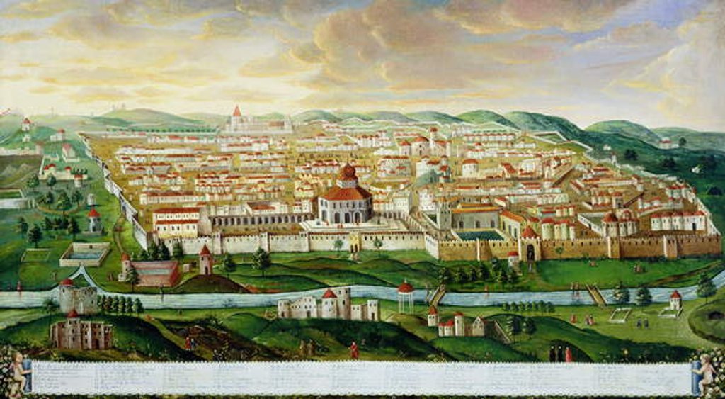 Detail of A View of the Walled City of Jerusalem, c.1740 by German School