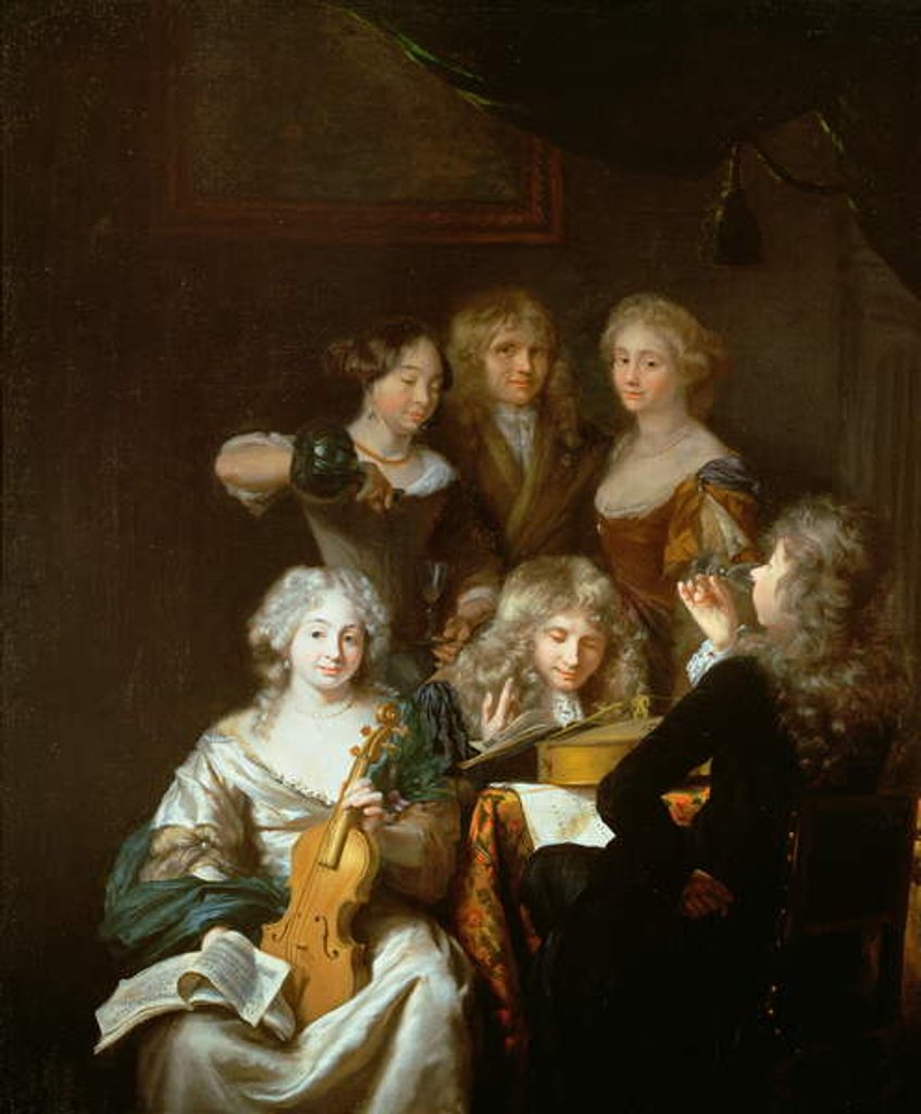 Detail of Interior with Musicians by David van der Plaes