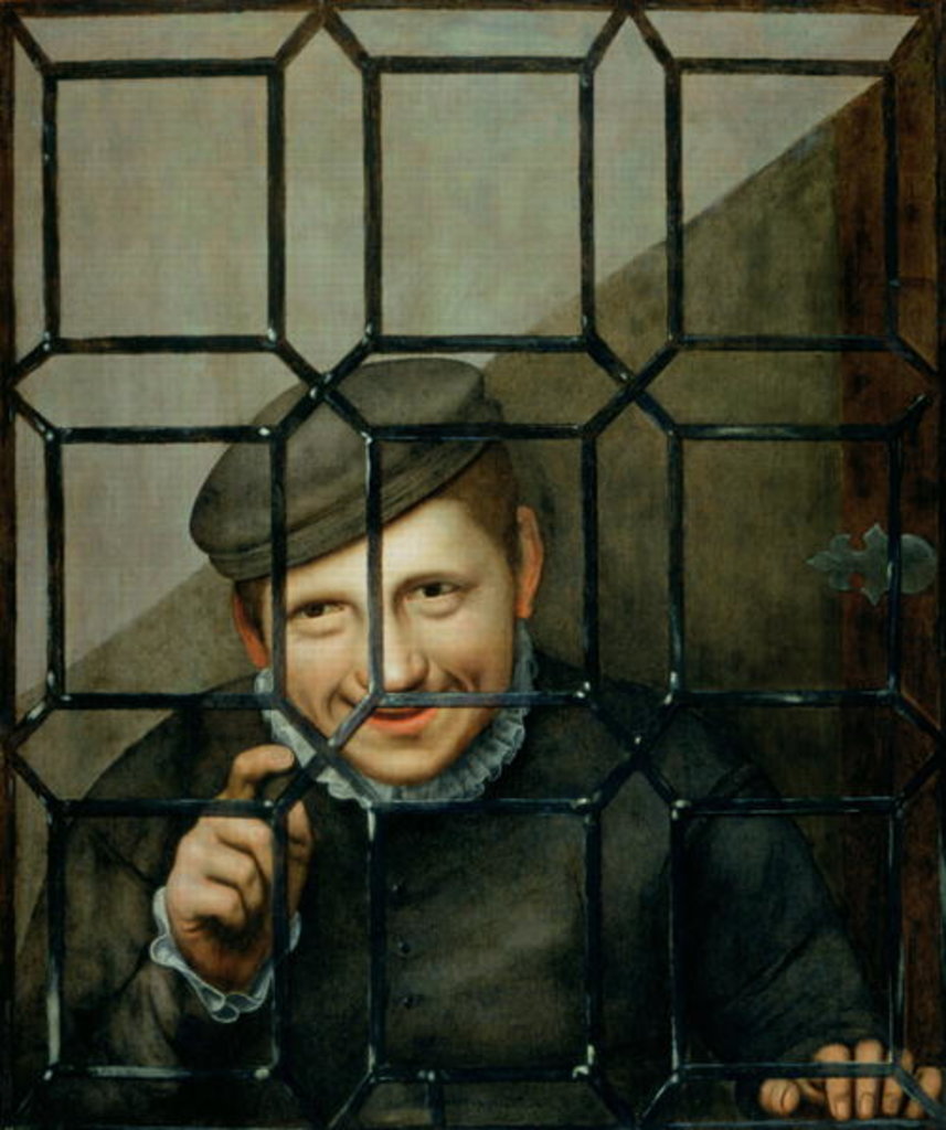 Detail of A Boy Looking through a Casement Window by Flemish School