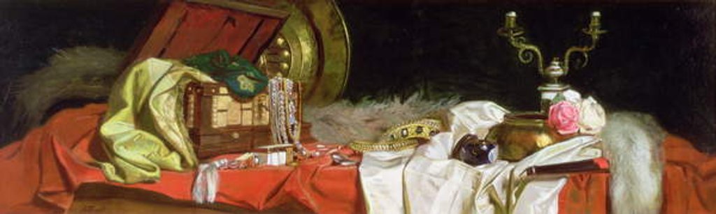 Detail of Panel over a door depicting A Lady's Treasures, by Max Thedy