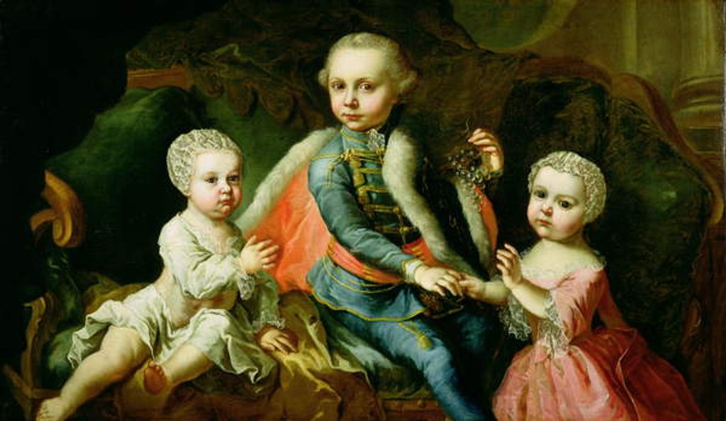 Detail of Three Children Seated on a Sofa, said to be members of the Esterhazy Family, 1771 by Johann Georg Weikert