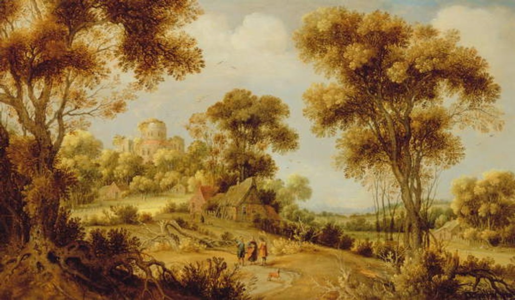 Detail of An Extensive Wooded Landscape with Christ on the Road to Emmaus, c.1609-29 by Gillis Claesz d' Hondecoeter